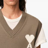 Gilet in lavorazione a maglia in MARRONE Ami paris - uomo 