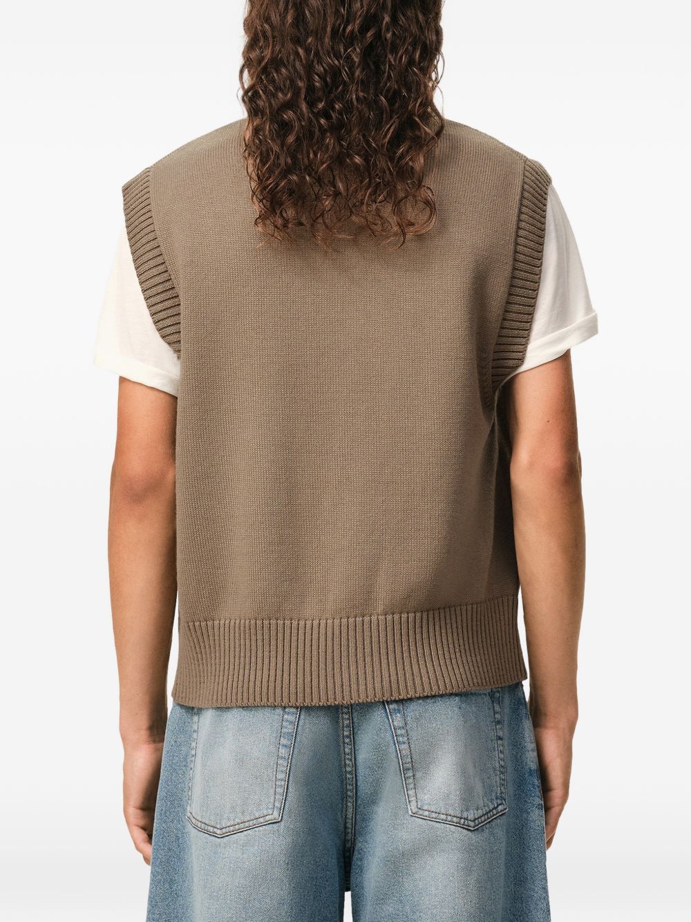 Gilet in lavorazione a maglia in MARRONE Ami paris - uomo 