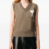 Gilet in lavorazione a maglia in MARRONE Ami paris - uomo 