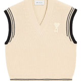 Gilet con scollo a v ami de coeur in beige Ami paris - unisex 