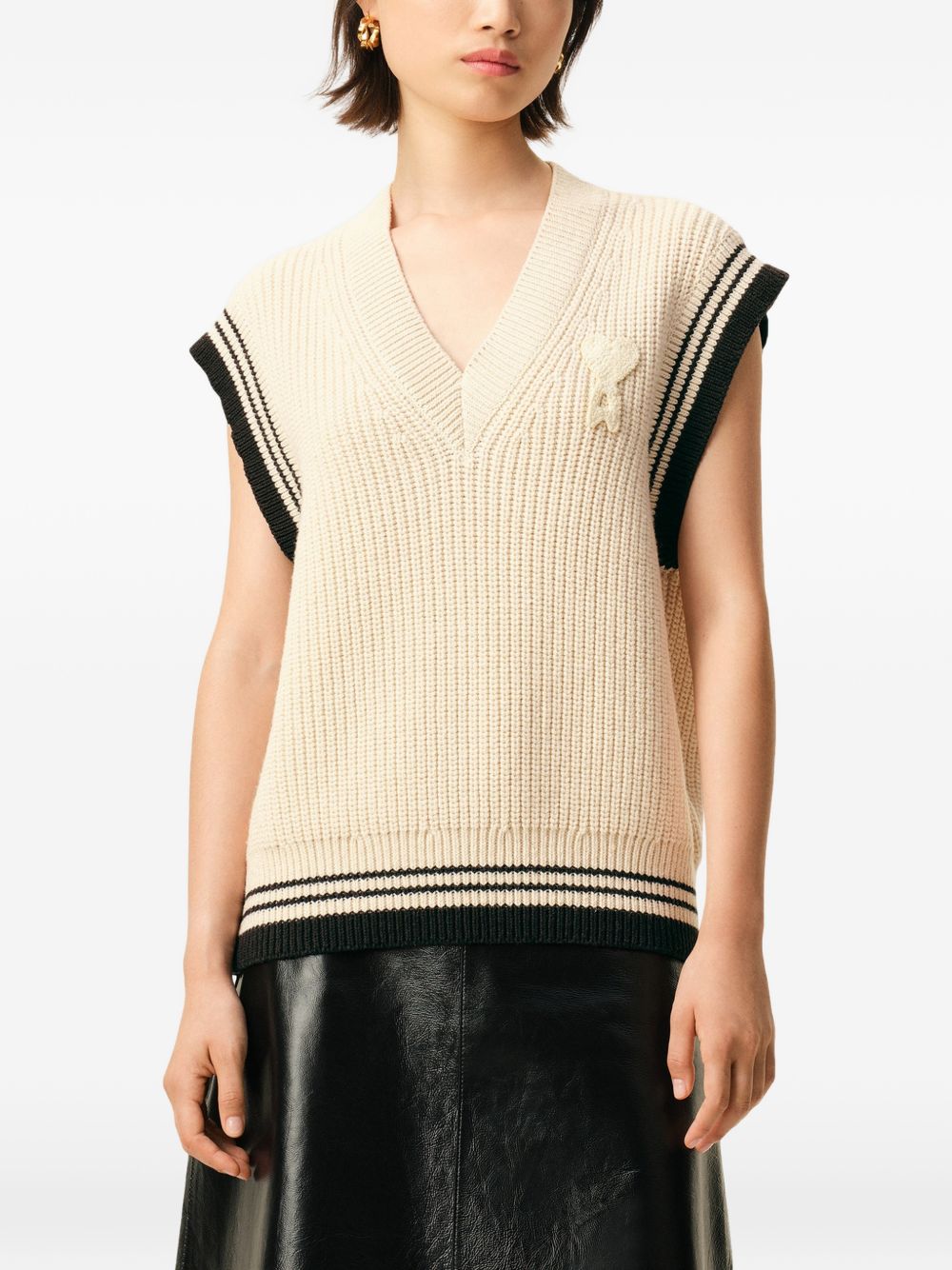 Gilet con scollo a v ami de coeur in beige Ami paris - unisex 