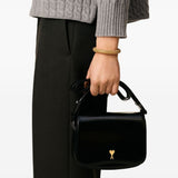 Borsa a spalla con logo in nero ami paris - unisex 