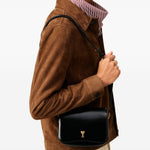 Borsa a spalla con logo in nero ami paris - unisex 