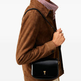 Borsa a spalla con logo in nero ami paris - unisex 
