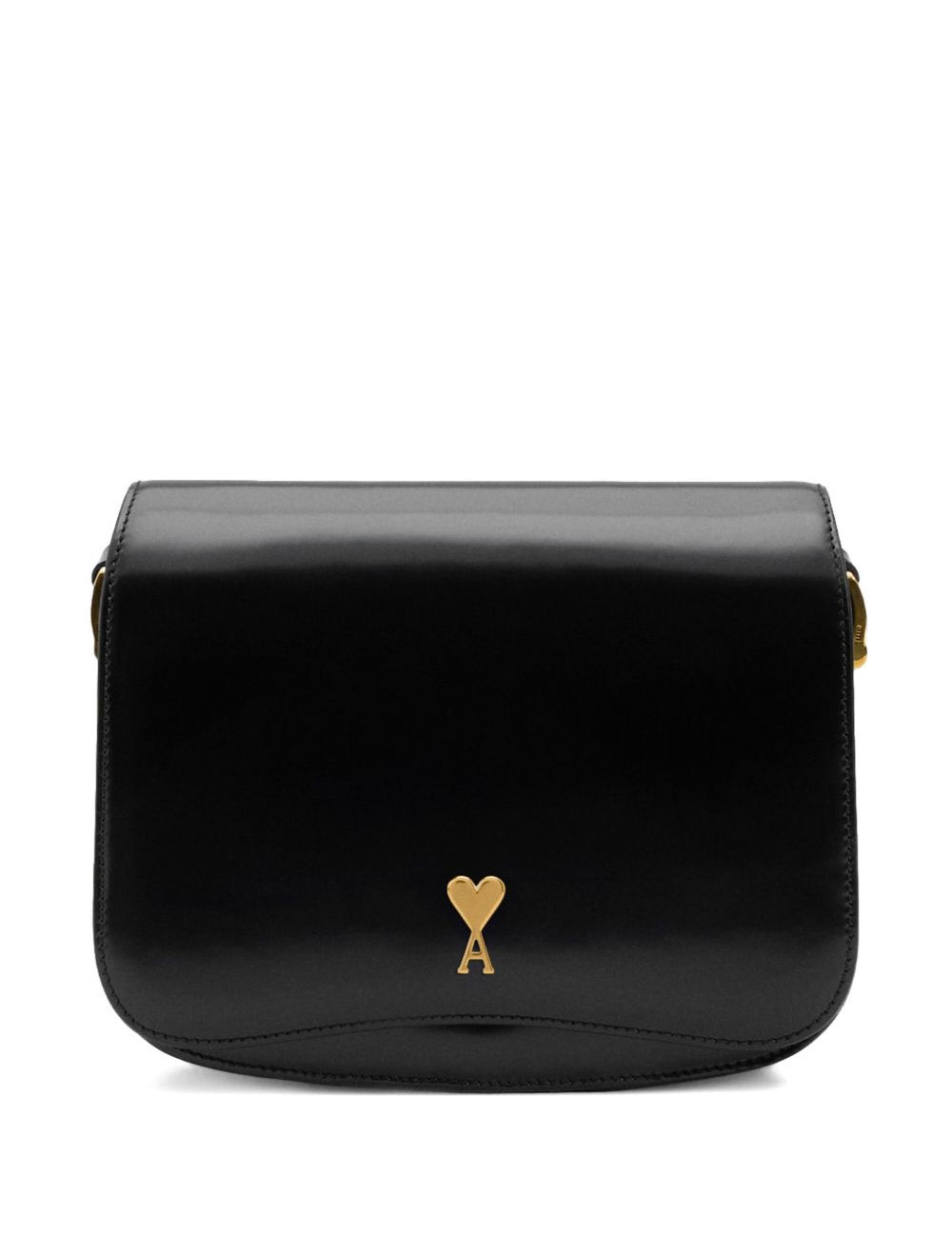 Borsa a spalla con logo in nero ami paris - unisex 