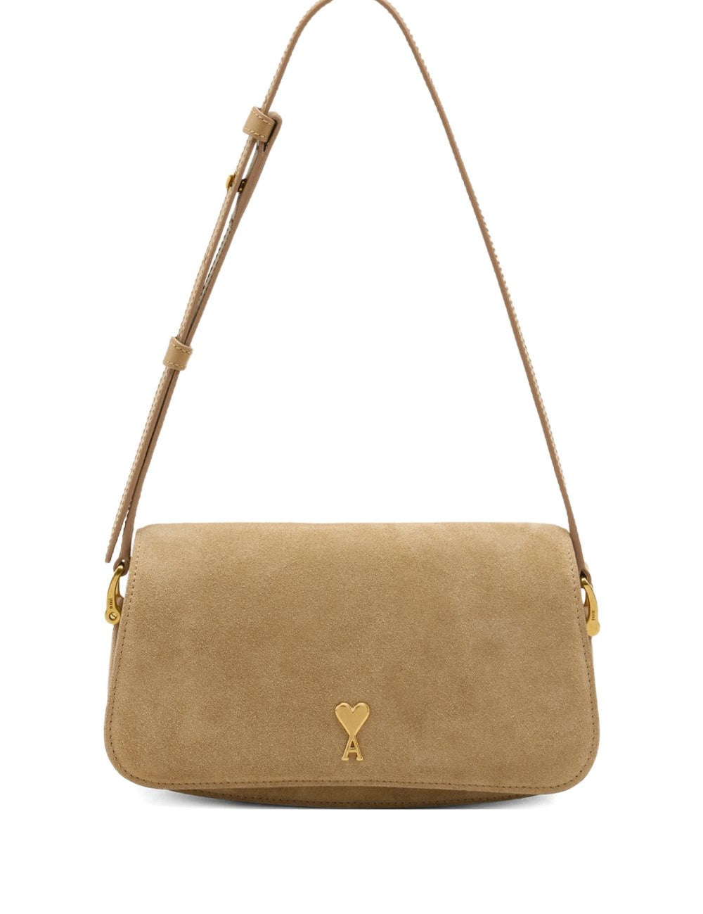 Borsa a spalla mini Paris Paris in pelle scamosciata beige ami paris - unisex 