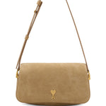 Borsa a spalla mini Paris Paris in pelle scamosciata beige ami paris - unisex 