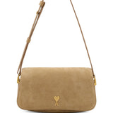 Borsa a spalla mini Paris Paris in pelle scamosciata beige ami paris - unisex 