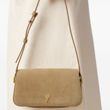 Borsa a spalla mini Paris Paris in pelle scamosciata beige ami paris - unisex 