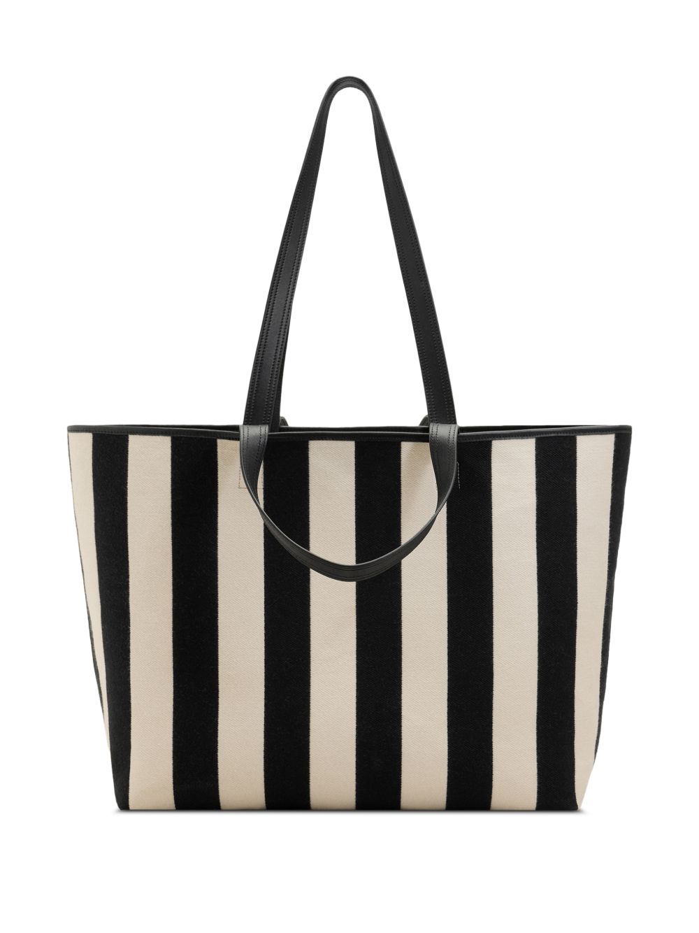 Borsa tote a righe con logo in bianco e nero ami paris - donna 