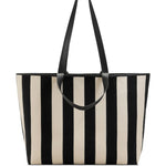 Borsa tote a righe con logo in bianco e nero ami paris - donna 