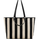 Borsa tote a righe con logo in bianco e nero ami paris - donna 
