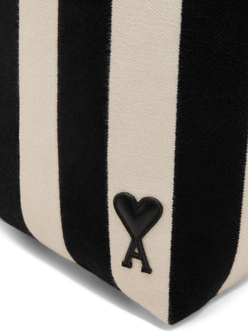 Borsa tote a righe con logo in bianco e nero ami paris - donna 