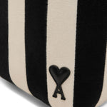 Borsa tote a righe con logo in bianco e nero ami paris - donna 