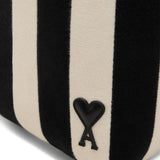 Borsa tote a righe con logo in bianco e nero ami paris - donna 