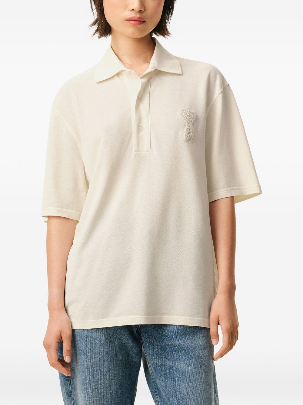 Polo Ami de Coeur con applicazione in bianco Ami paris - uomo 
