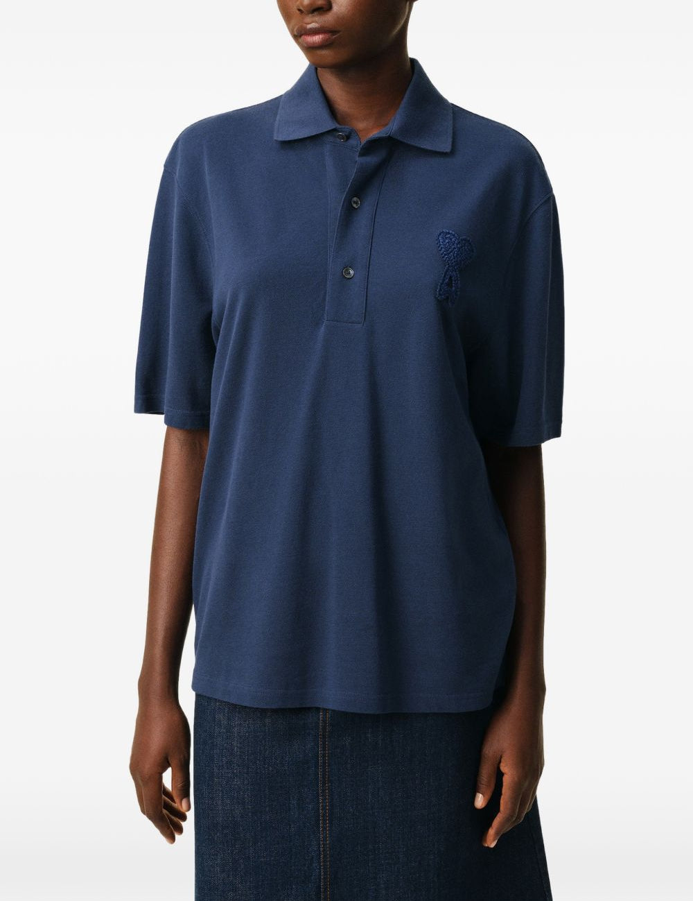 Polo Ami de Coeur con applicazione in blu Ami paris - uomo 