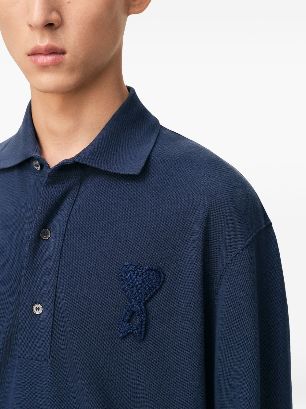 Polo Ami de Coeur con applicazione in blu Ami paris - uomo 