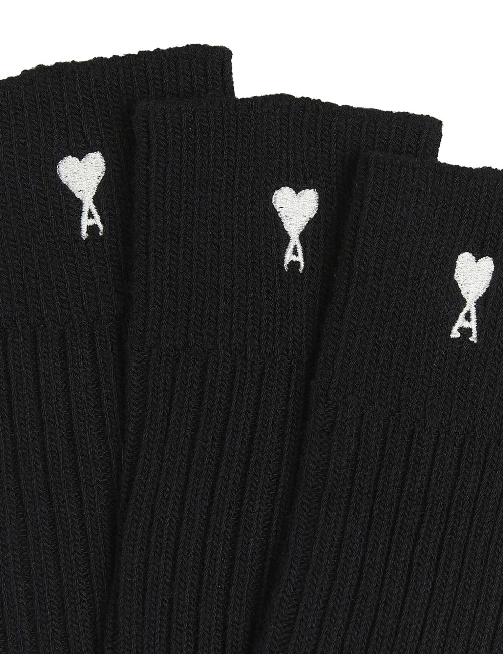 Set di tre calzini in nero logo ami de couer ami paris - unisex 