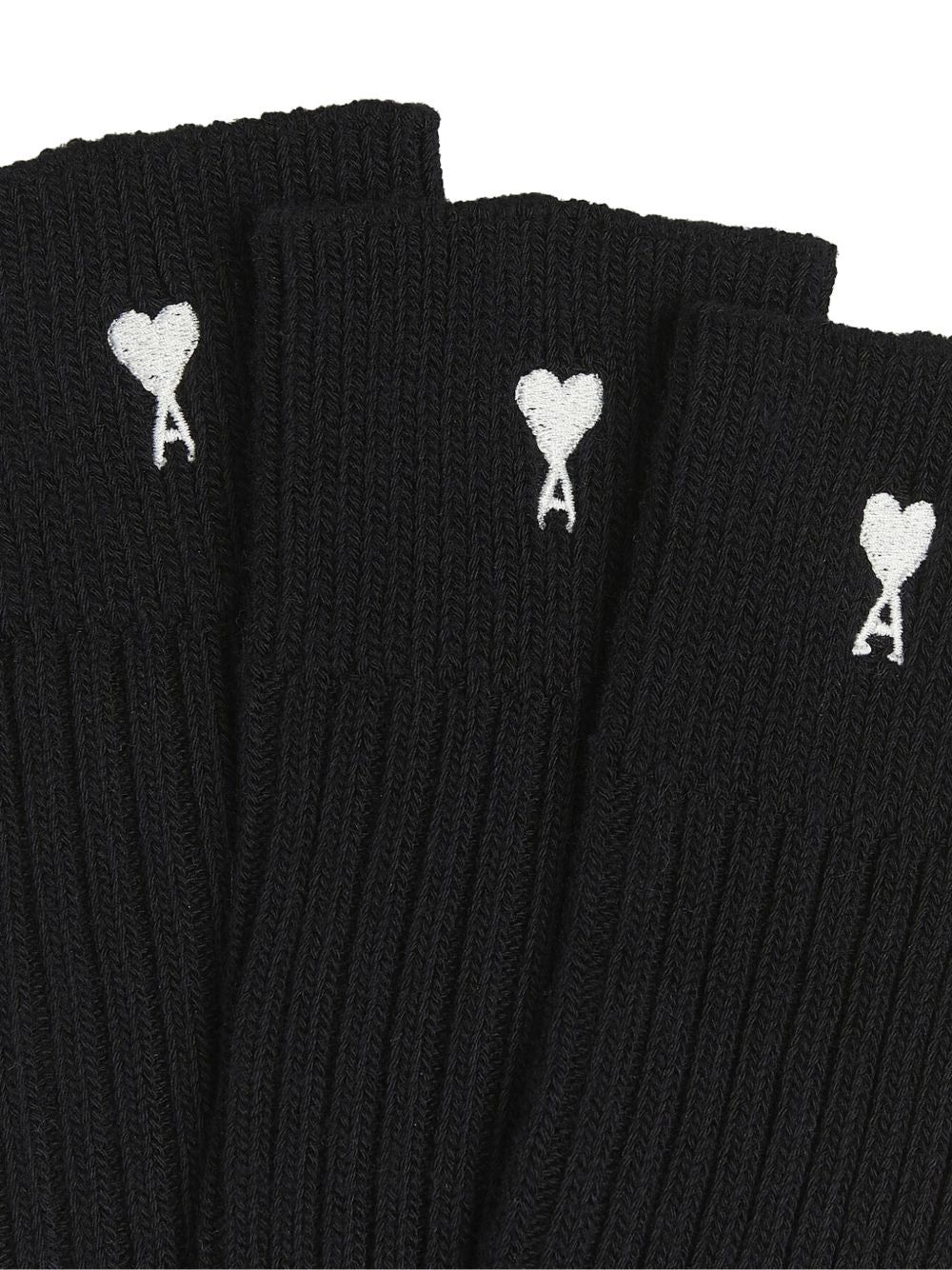 Set di tre calzini in nero logo ami de couer ami paris - unisex 