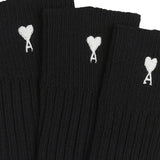 Set di tre calzini in nero logo ami de couer ami paris - unisex 