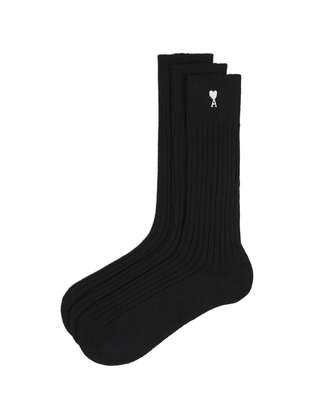 Set di tre calzini in nero logo ami de couer ami paris - unisex 