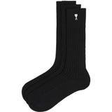Set di tre calzini in nero logo ami de couer ami paris - unisex 
