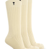 Set di tre calzini in avorio logo ami de couer ami paris - unisex 