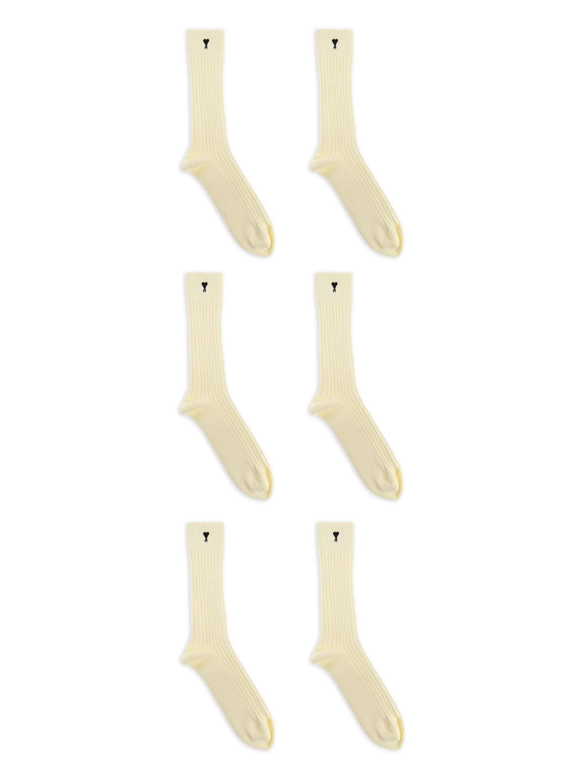 Set di tre calzini in avorio logo ami de couer ami paris - unisex 