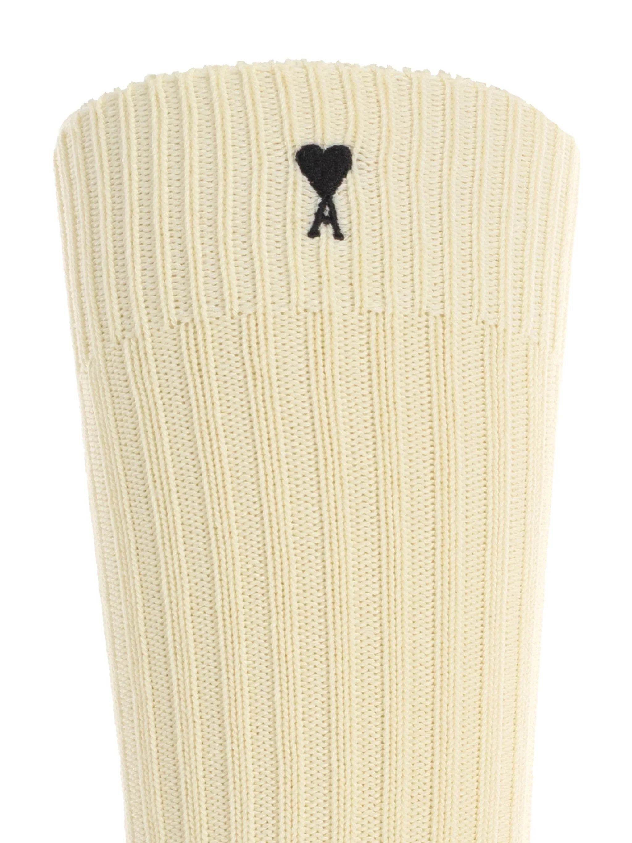 Set di tre calzini in avorio logo ami de couer ami paris - unisex 