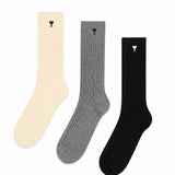 Set di tre calzini multicolor logo ami de couer ami paris - unisex 