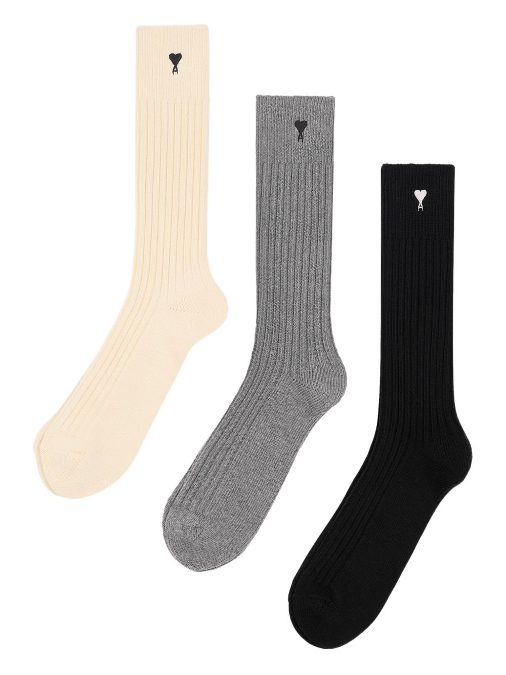 Set di tre calzini multicolor logo ami de couer ami paris - unisex 