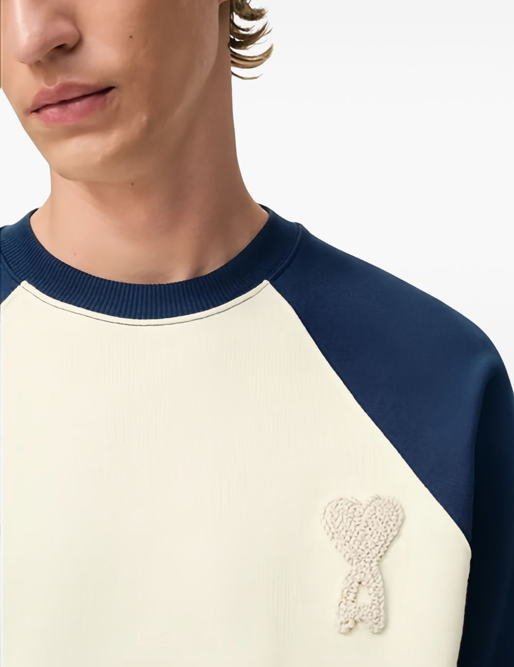 Felpa Ami De Coeur con applicazione in bianco Ami paris - uomo 