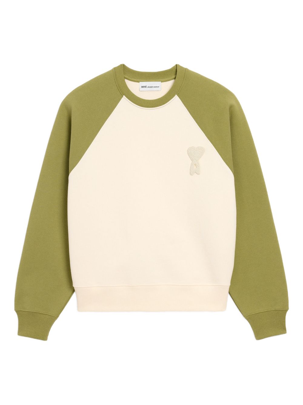 Felpa Ami De Coeur con applicazione in bianco e verde Ami paris - uomo 