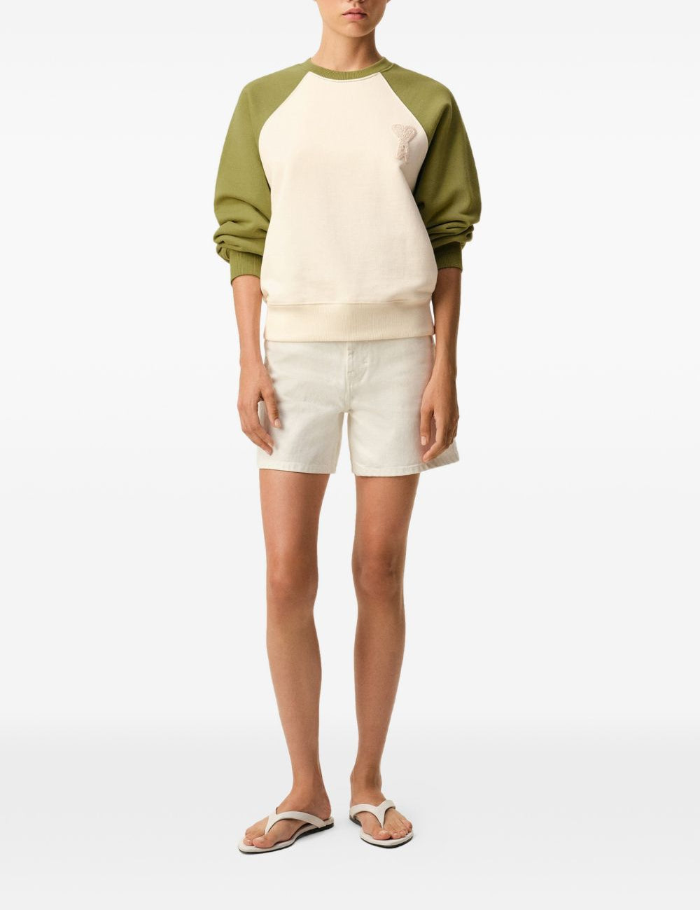 Felpa Ami De Coeur con applicazione in bianco e verde Ami paris - uomo 