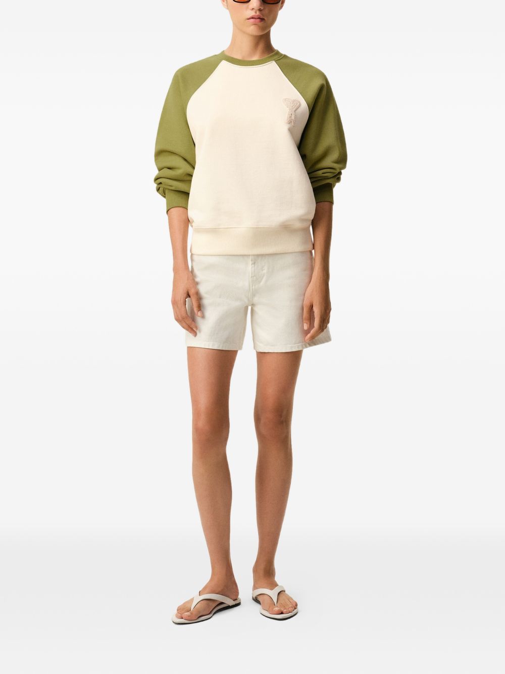 Felpa Ami De Coeur con applicazione in bianco e verde Ami paris - uomo 