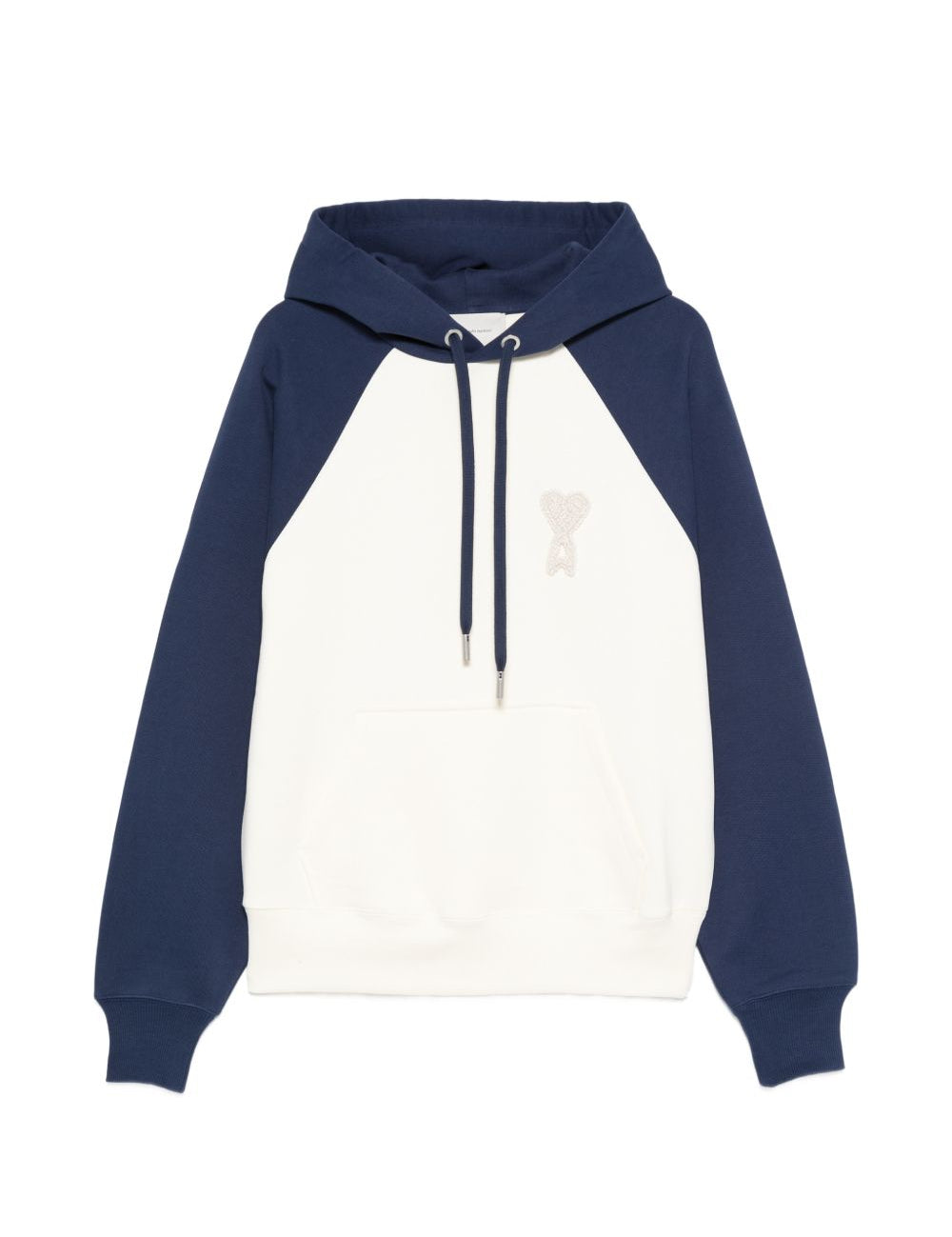 Felpa con cappuccio in bianco e blu Ami paris - uomo 