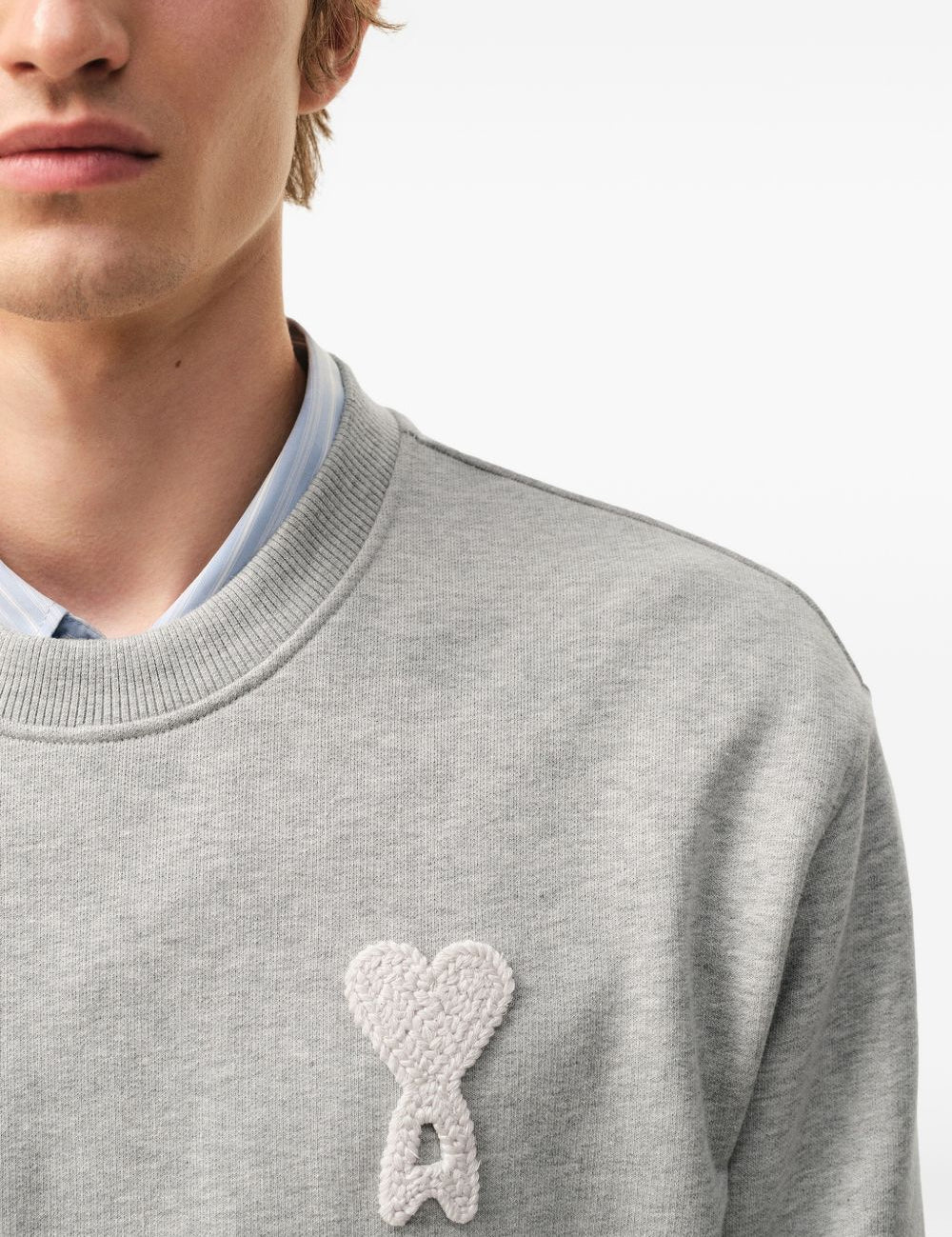 Felpa con applicazione Ami De Coeur in grigio Ami paris - uomo 