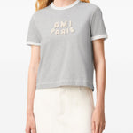 T-shirt con logo in grigio Ami paris - uomo 