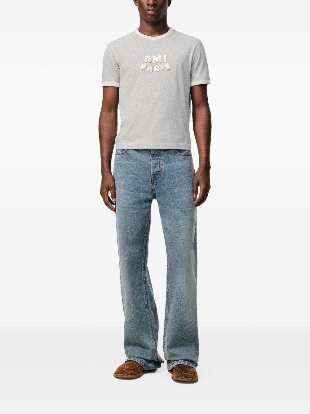 T-shirt con logo in grigio Ami paris - uomo 