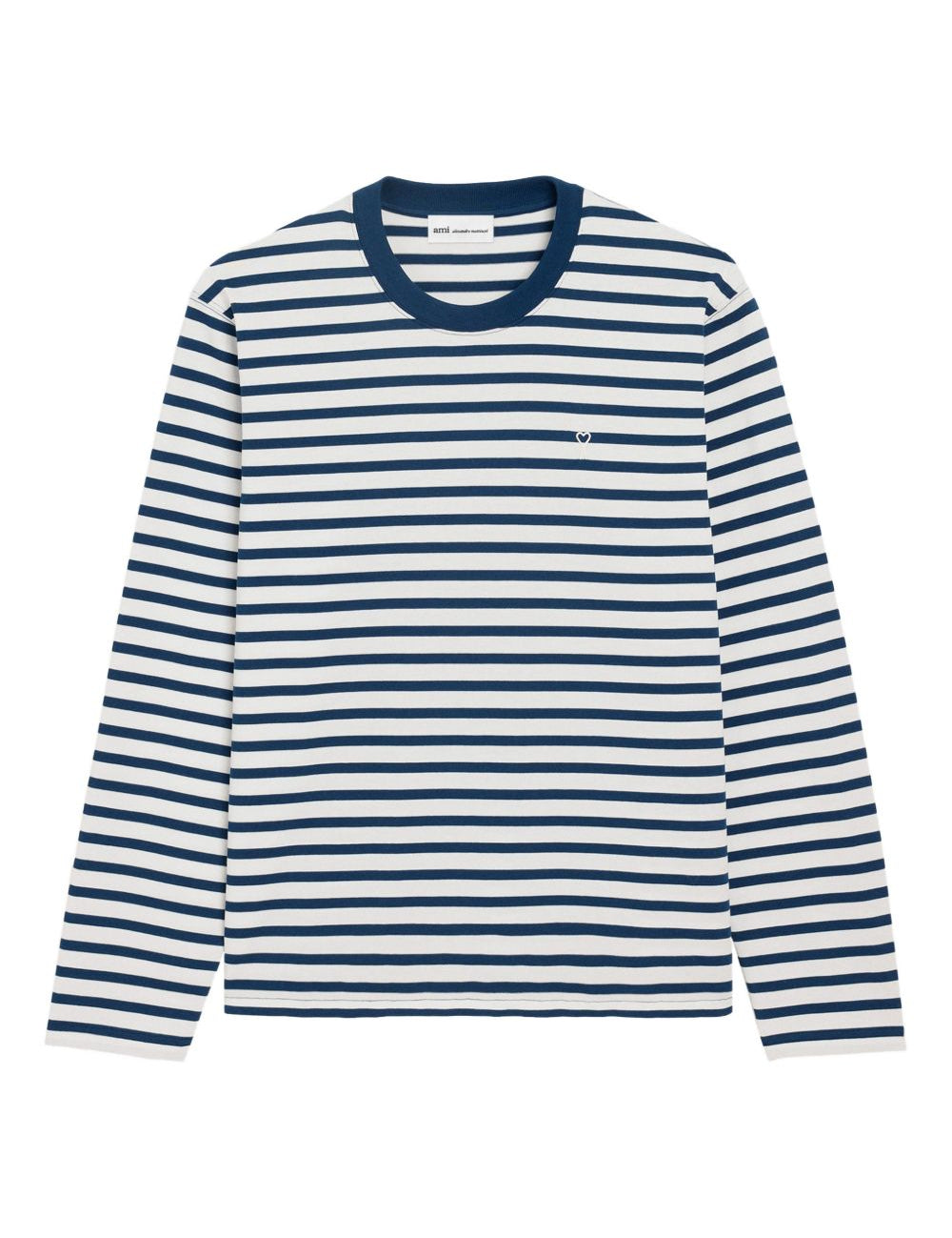 T-shirt Ami de Coeur a maniche lunghe in bianco e blu Ami paris - uomo 