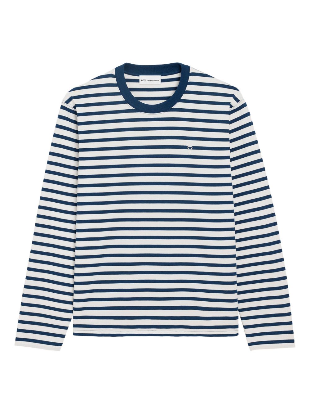 T-shirt Ami de Coeur a maniche lunghe in bianco e blu Ami paris - uomo 