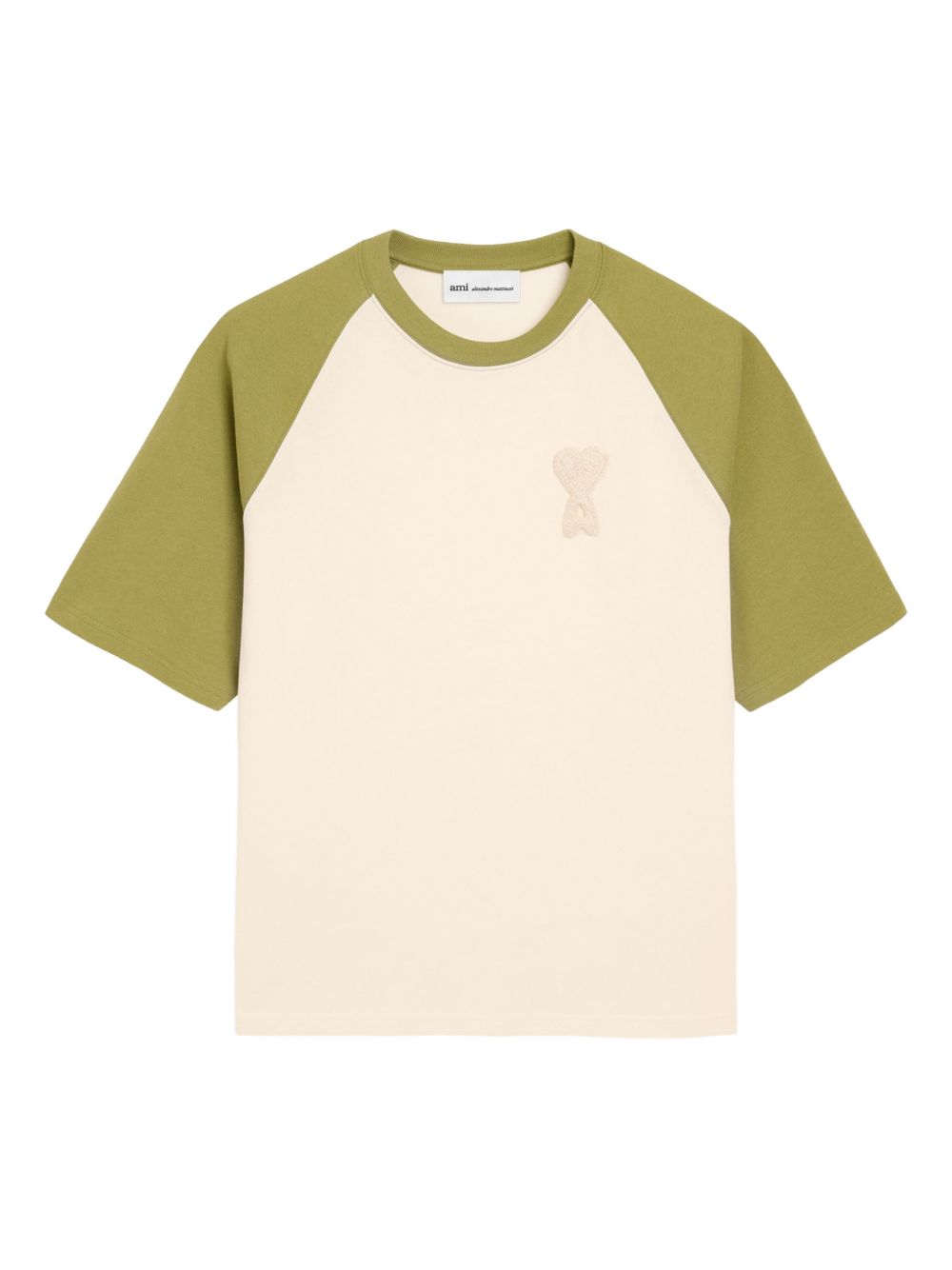 T-shirt Ami de Coeur con applicazione in bianco e verde Ami paris - uomo 