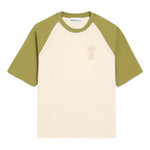 T-shirt Ami de Coeur con applicazione in bianco e verde Ami paris - uomo 