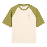T-shirt Ami de Coeur con applicazione in bianco e verde Ami paris - uomo 