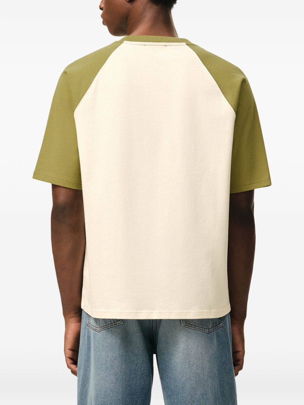 T-shirt Ami de Coeur con applicazione in bianco e verde Ami paris - uomo 