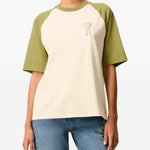 T-shirt Ami de Coeur con applicazione in bianco e verde Ami paris - uomo 