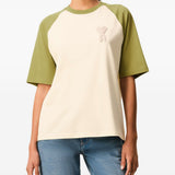 T-shirt Ami de Coeur con applicazione in bianco e verde Ami paris - uomo 