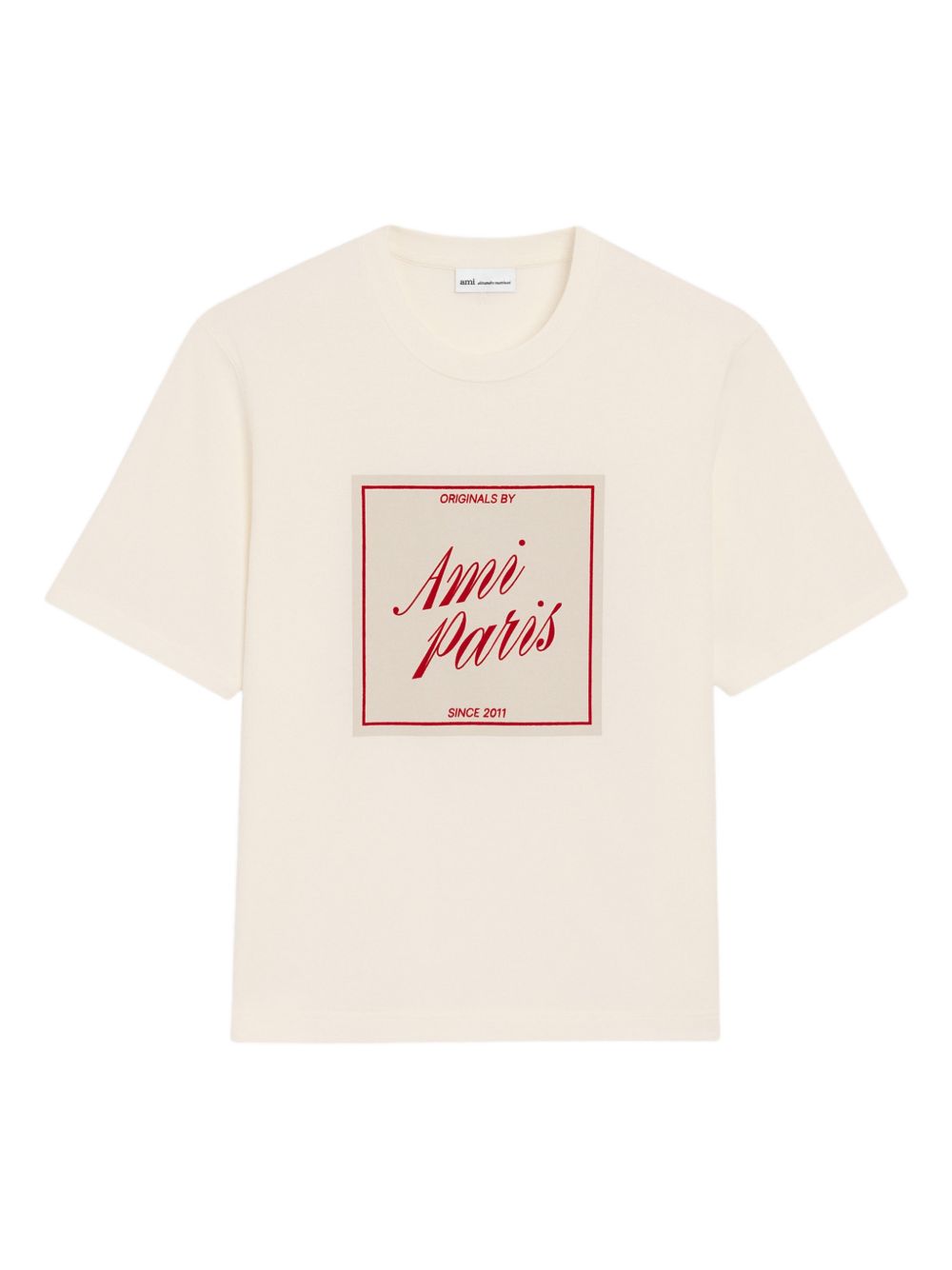 T-shirt con stampa a cuore heritage in bianco Ami paris - uomo 