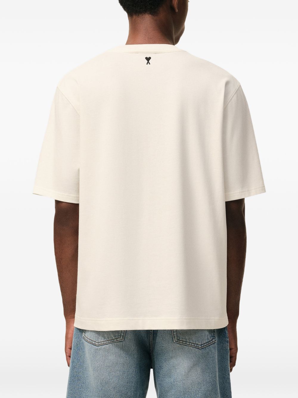 T-shirt con stampa a cuore heritage in bianco Ami paris - uomo 